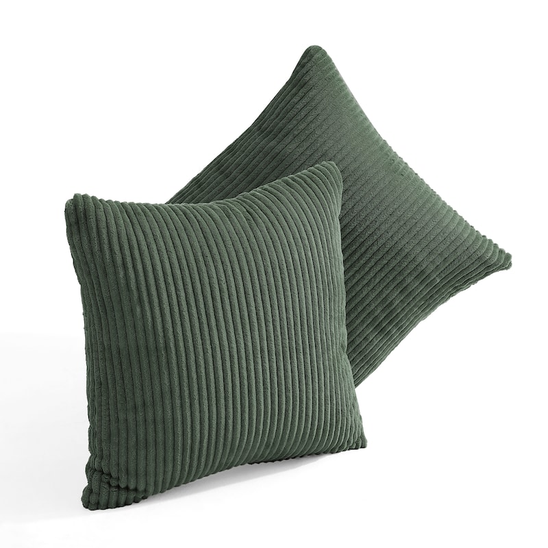 Set of 2 Decorative Corduroy Throw Pillows for Couch & Bed