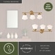 preview thumbnail 4 of 11, Huntley Natural Brass Gold Bathroom Vanity Lighting Fixture, White Schoolhouse Milk Glass Globe Shade, Dimmable, LED Compatible