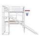 preview thumbnail 22 of 22, Metal Loft Bed with Bulit-in Desk, Slide and Open Wardrobe, Full Size Loft Bedframe with Storage Staircase and Basketball hoop
