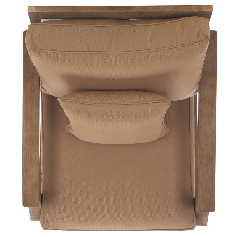 SAFAVIEH Couture Freida Wood Patio Arm Chair - 31.4" W x 35.6" L x 32.6" H - 31"W x 36"D x 33"H