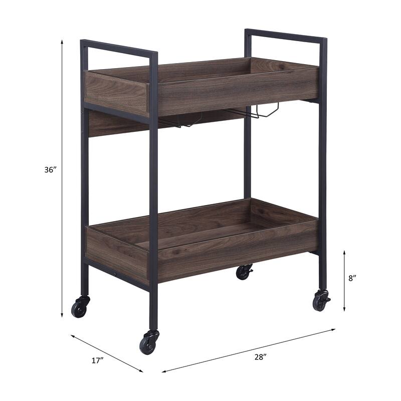 Jerrick Walnut & Black Finish Serving cart