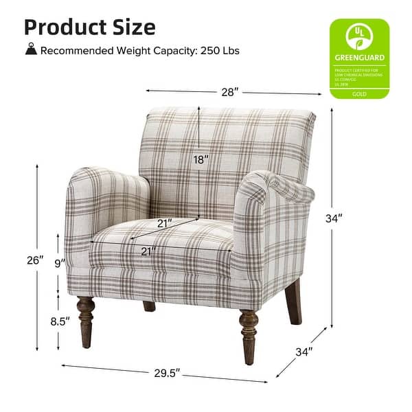 dimension image slide 4 of 6, Mandan 29.5" Wide Traditional Accent Armchair with Solid Wood Legs Set of 2 by HULALA HOME