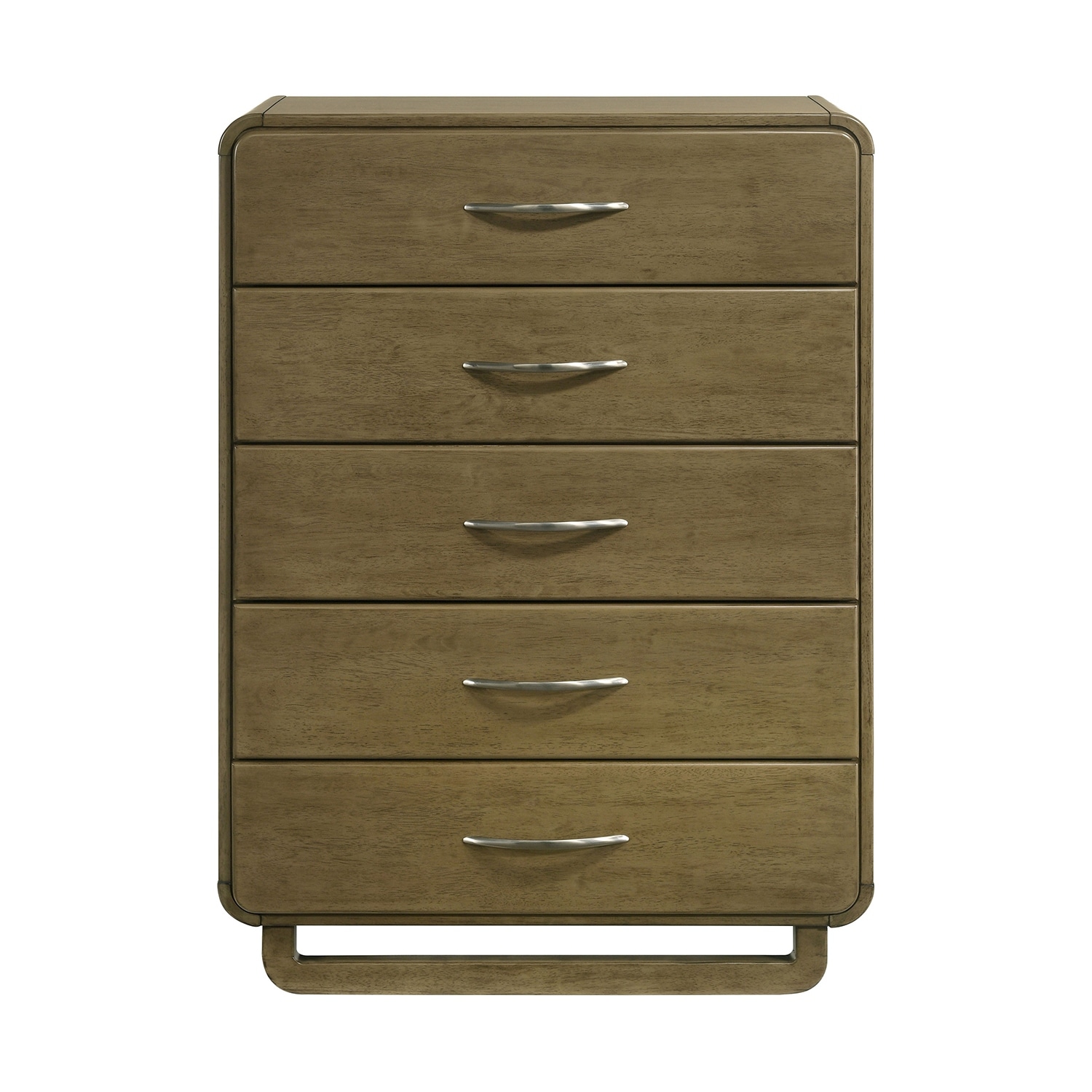 5 Drawers Wooden Chest with Matte Nickel Hardware in Nutmeg
