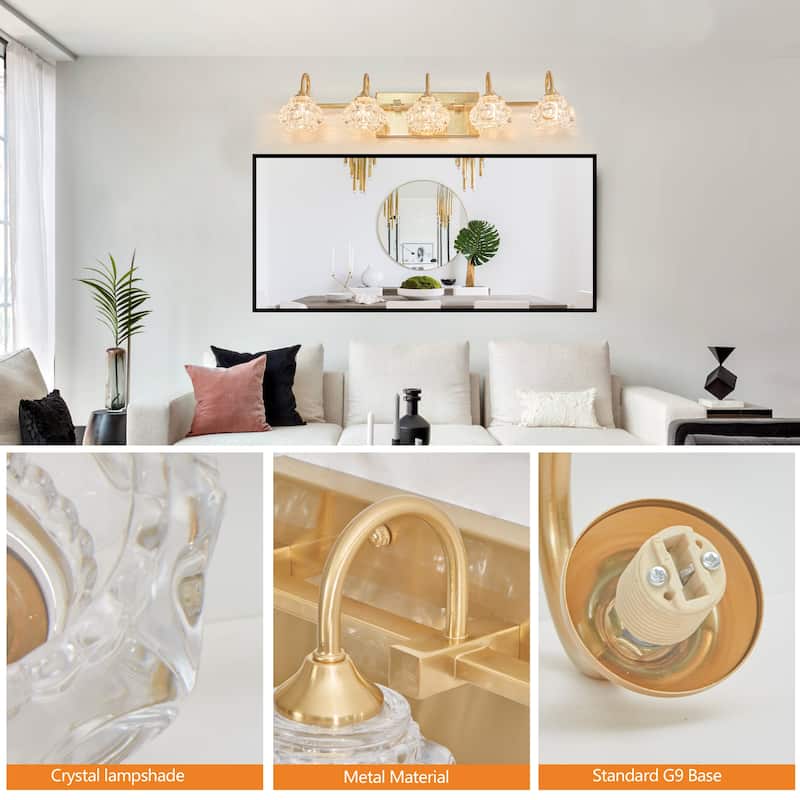 Bathroom Vanity Light 3/4/5-Light Patterned Glass Wall Sconce