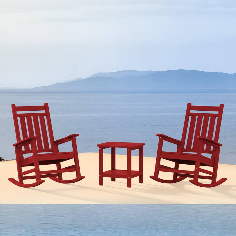Outdoor Patio HDPE Rocking Chiar, Extra Wide Seat & Backrest
