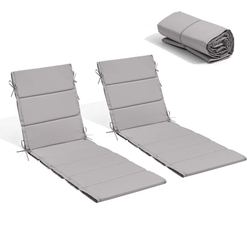 Outdoor Patio Chaise Lounge Cushion Lounger Cushion - 2PCS - Grey - 72.44 inches