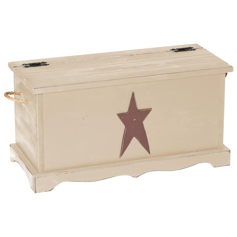 Farmhouse Storage Chest with Rustic Star - Country Tan