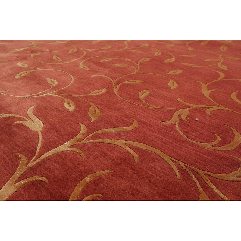 Hand Knotted Raspberry Tibetan Wool & Silk Transitional Area Rug