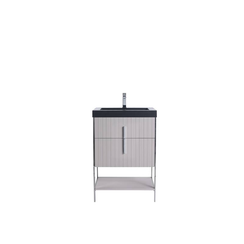 Fine Fixtures Serenity Modern Bathroom Vanity with Black Gel Acrylic Top