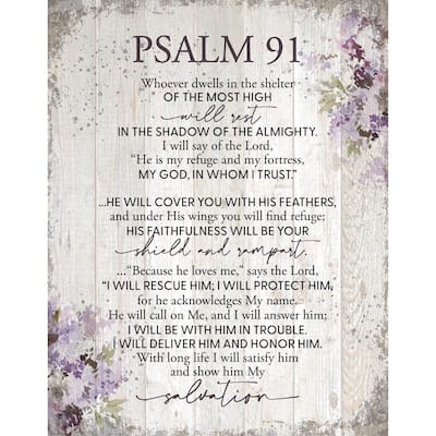 Psalm 91 Wood Plaque 11.75"x15" - White