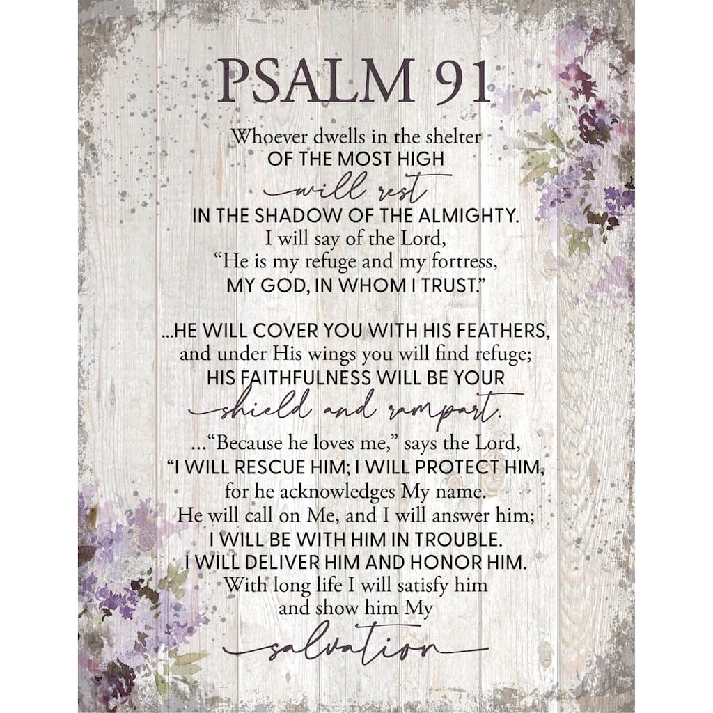 Psalm 91 Wood Plaque 11.75"x15" - White