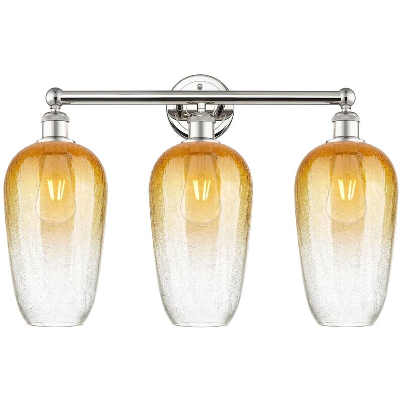 Innovations Lighting 616-3W-18-25 Brookhaven Flute Vanity Brookhaven - Polished Nickel / Amber