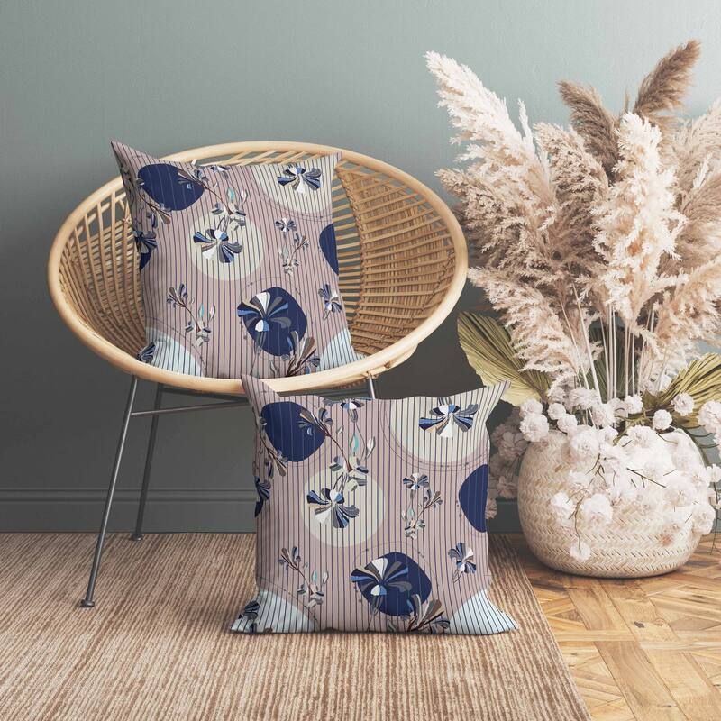 Circular Garden Faux Suede Reversible Throw Pillow Light and Yellow
