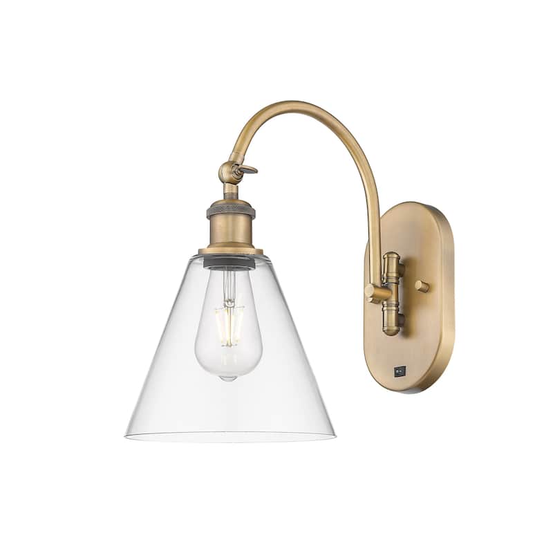Innovations Lighting 518-1W-14-8 Berkshire Sconce Berkshire 14" Tall - Brushed Brass / Clear