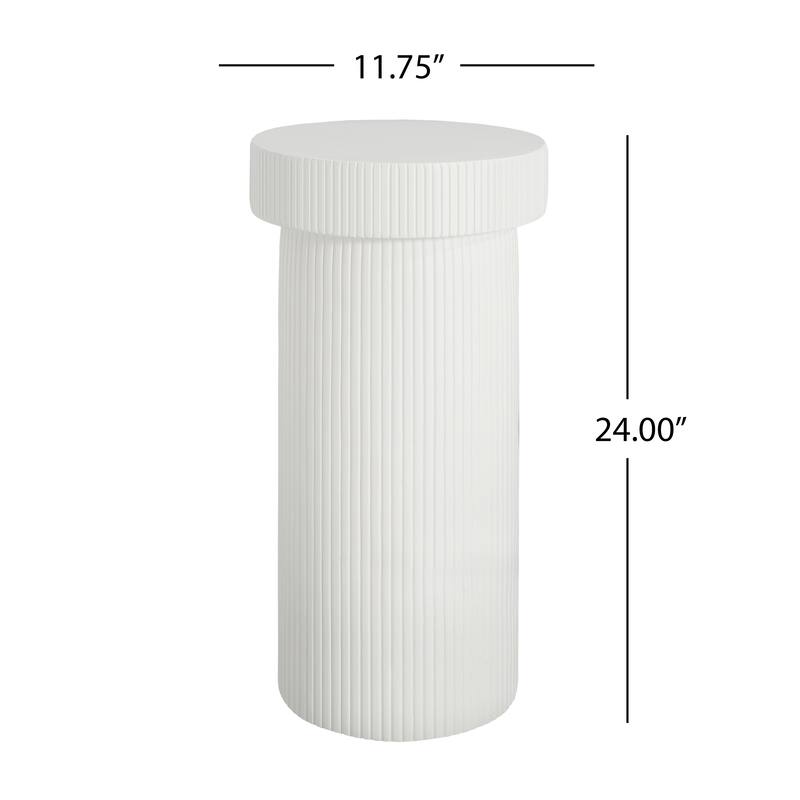 Roomfitters MGO Pedestal Column Plant Stand, 24'' Tall Modern Decorative Display Table for Living Room & Entryway, White