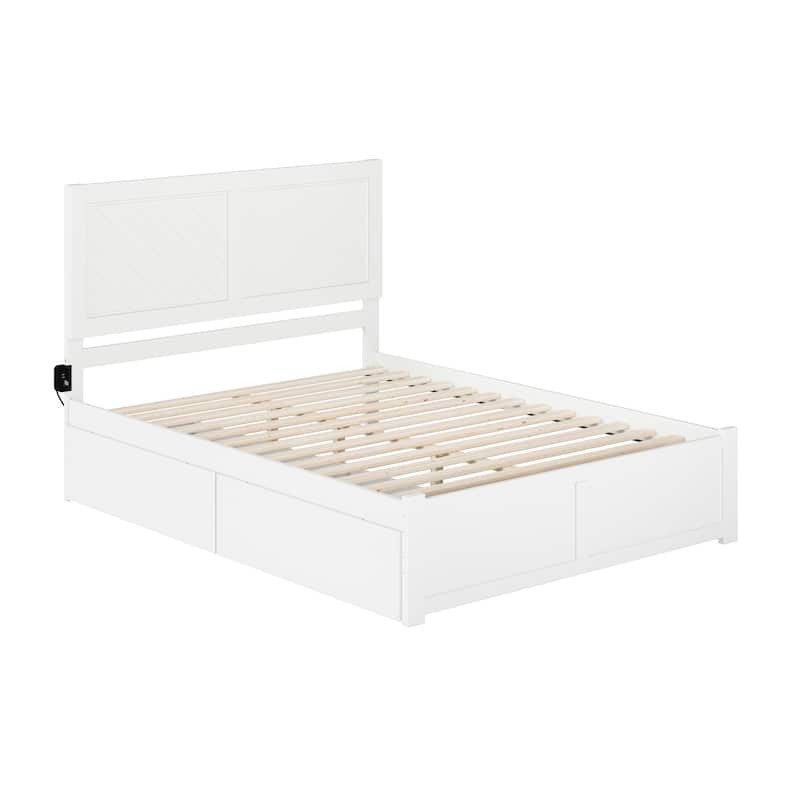 AFI Canyon Queen Platform Bed with Footboard & Storage Drawers in White