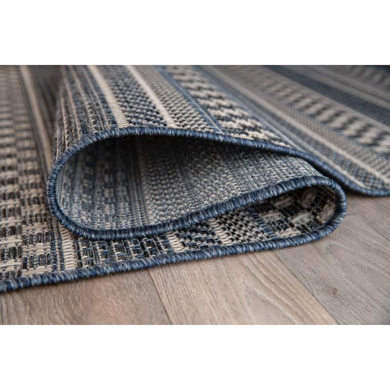 World Rug Gallery Bohemian Geometric Stripe Indoor/Outdoor Area Rug