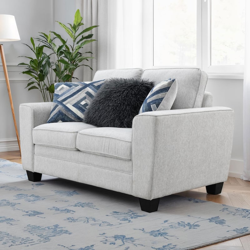 Furniture of America Maevy Chenille Loveseat with Accent Pillows - Light Grey
