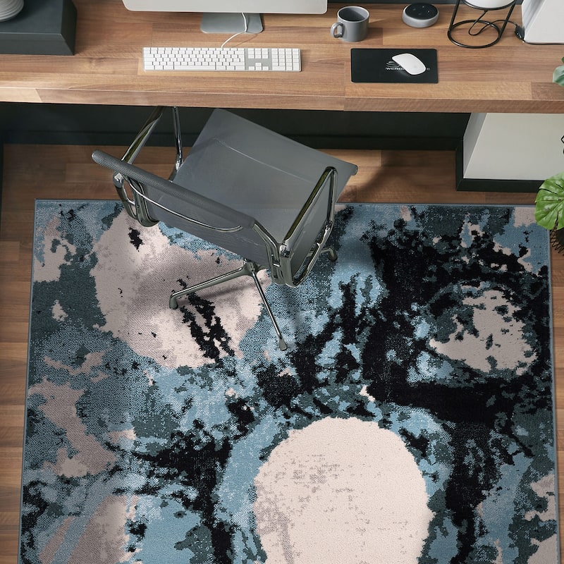 World Rug Gallery Contemporary Abstract Circles Black Area Rug