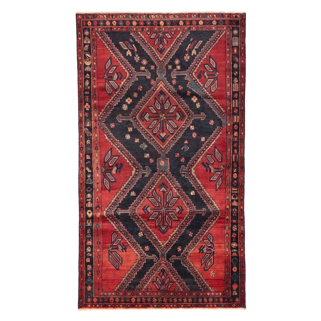 ECARPETGALLERY Hand-knotted Konya Anatolian Dark Navy, Red Wool Rug - 4'9 x 8'6