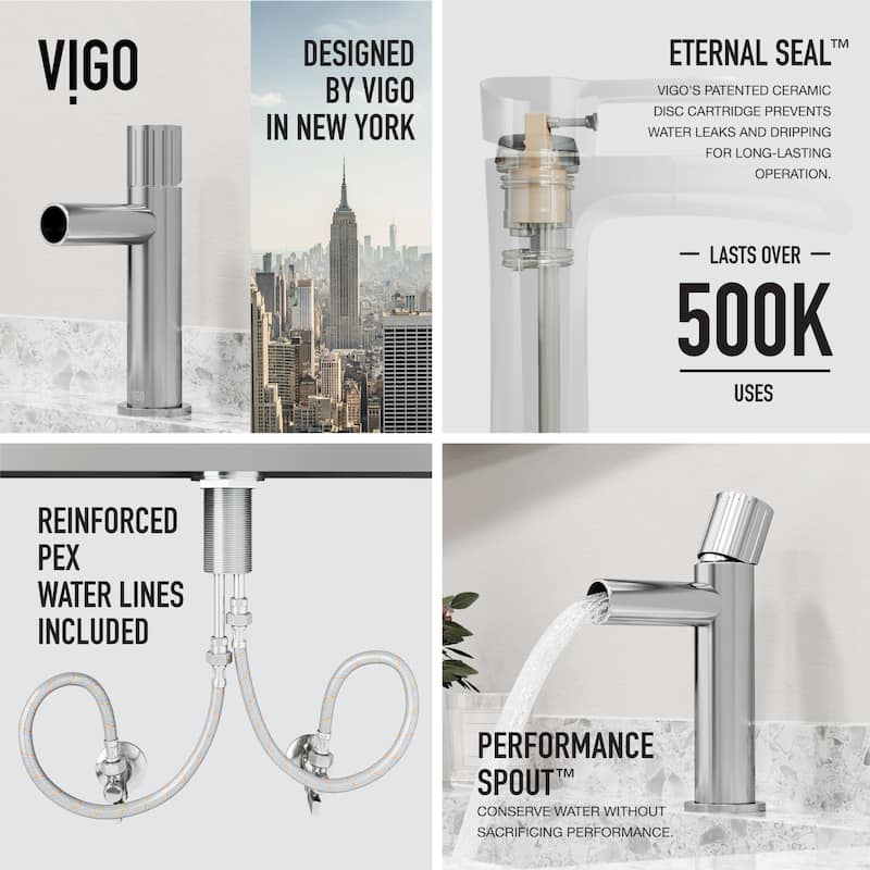 VIGO Ashford 8" H Single Handle Single Hole Bathroom Faucet