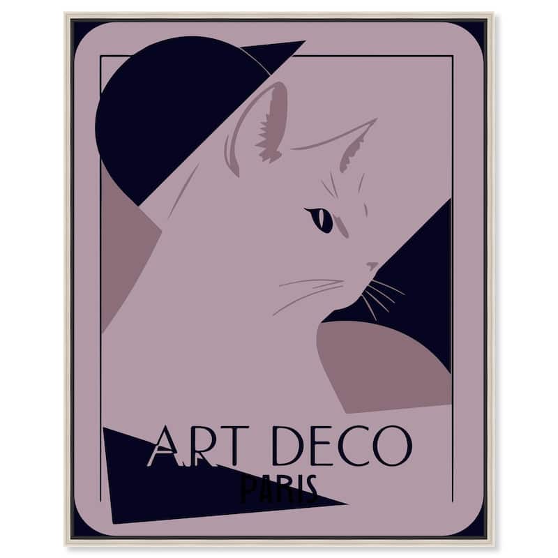 Cat Deco Canvas by Art Remedy - Silver - 24" x 30"
