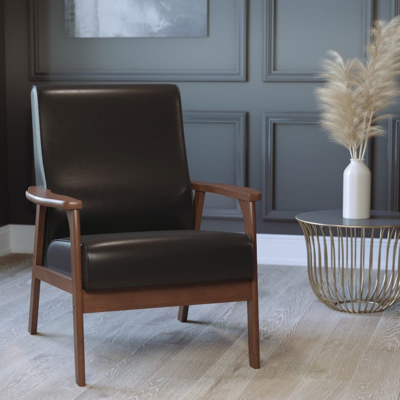 Mid-Century Modern Arm Chair with Wooden Frame and Arms