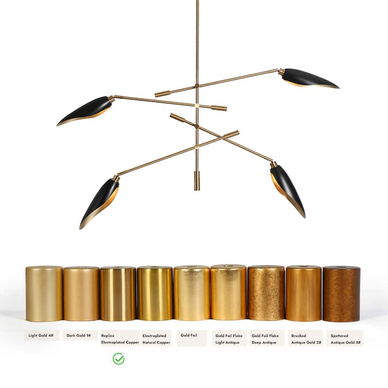 Modern Multi-Light Large Black Gold Sputnik Chandelier Metal Pendant Lights for Dining Room