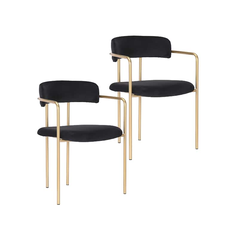 Porthos Home Eder Dining Chairs Set of 2, Velvet, Gold Chrome - Black