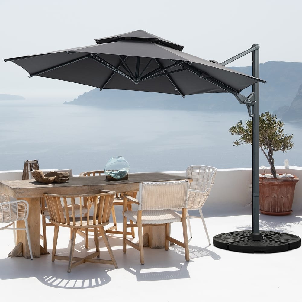 Autlaycil 10FT Cantilever Patio Umbrella with Base Included 360 Rotation Large Offset Hanging Outdoor Shade