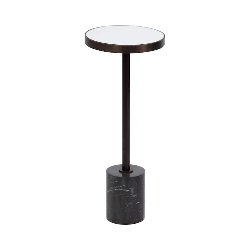 Kate and Laurel Hescott Mirrored Drink Table - 10x10x24 - Bronze and Marble
