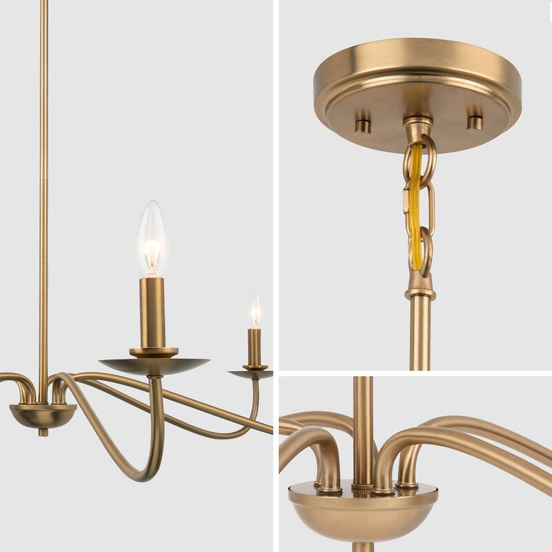 Brushed Gold Dimmable 5-Light Candle Chandelier
