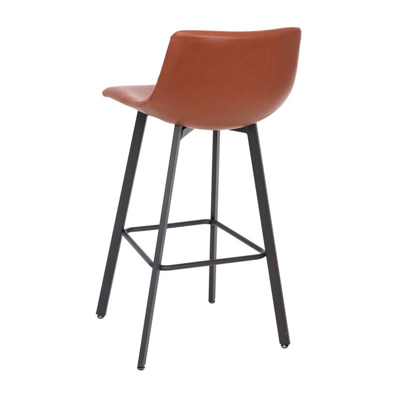 Set of 2 Armless Upholstered Metal Counter Stools