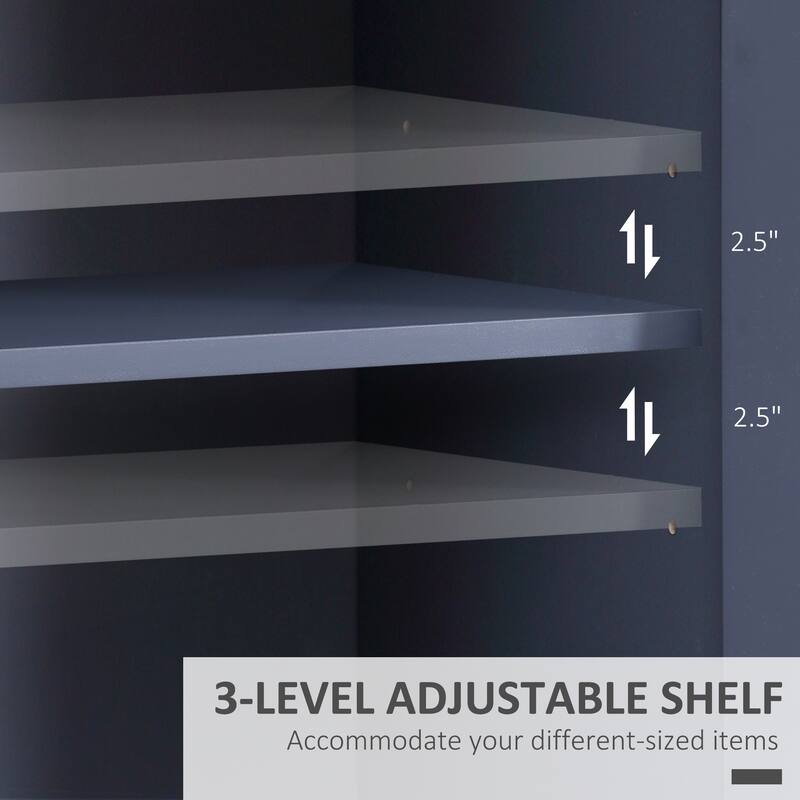 HOMCOM Modern Kitchen Sideboard, Buffet Cabinet with 2 Storage Cupboard, Glass Doors