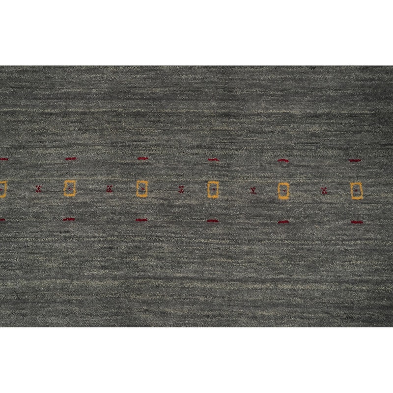 Hand Knotted Oriental 100% Wool Carpet Tribal Animal Pictorial Greys & Charcoal Gabbeh Area Rug - 7' 3'' X 5' 2''