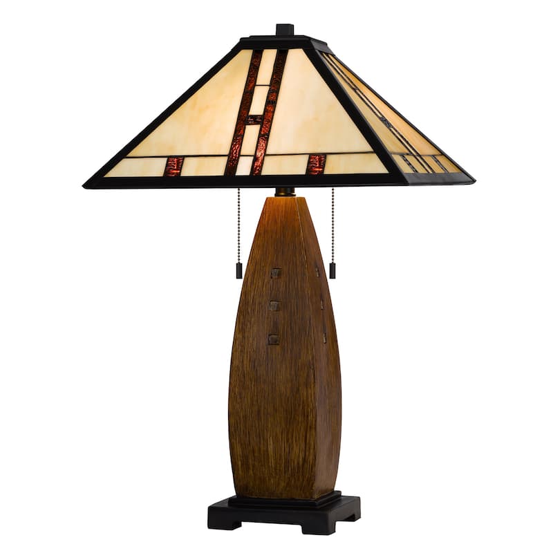 3106 Tiffany 26" Height Metal/Resin Table Lamp in Oak Finish