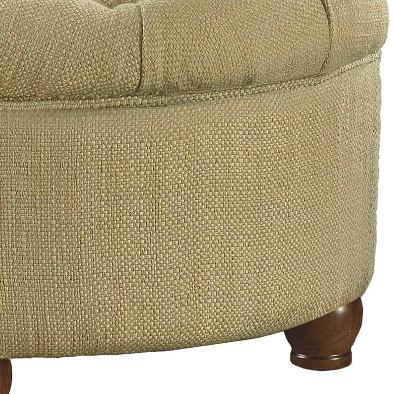 Fabric Upholstered Wooden Ottoman with Tufted Lift Off Lid Storage, Beige and Brown