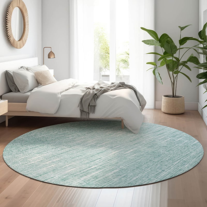 Premium Washable Super Soft Ombre Mayfield Rug - Aqua - 8' x 8' - Round