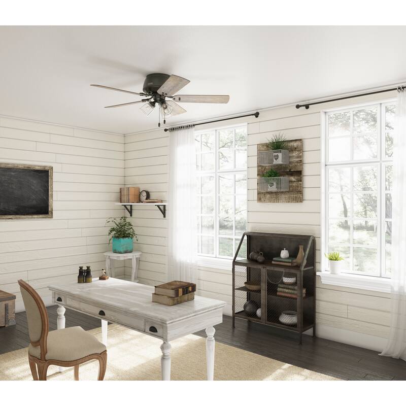 Hunter 52" Shady Grove Ceiling Fan with LED Light Kit/ Pull Chain, Standard or Flush Mount - Casual, Transitional