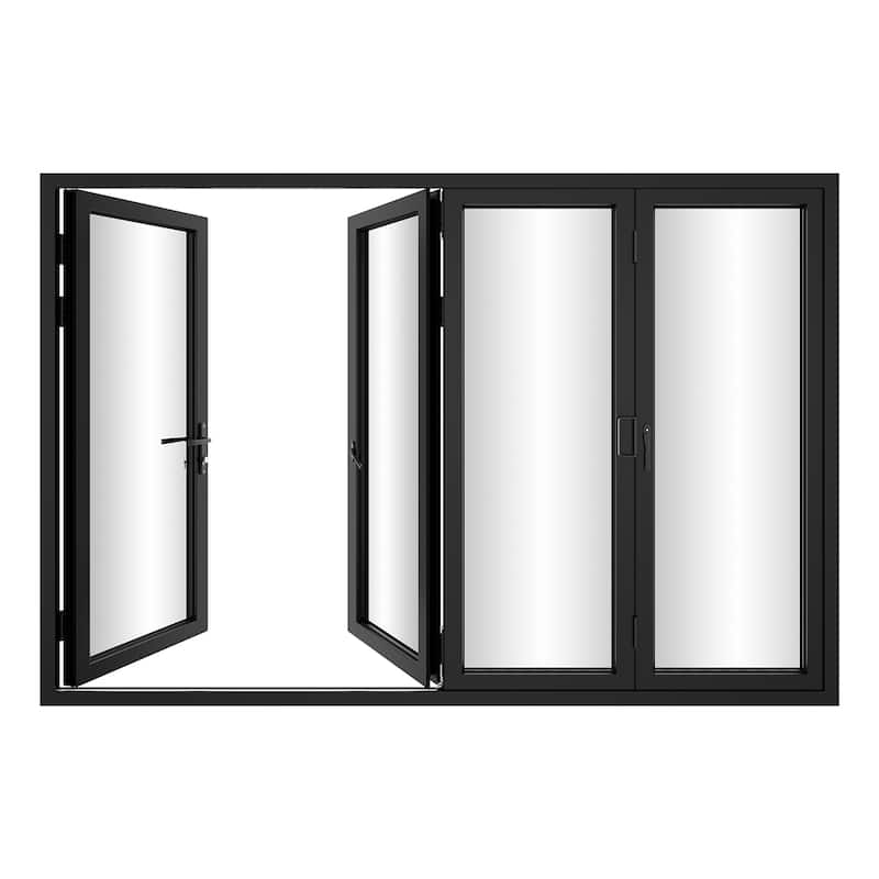 KaMic 120" x 80" 4-Panel Aluminum Patio Folding Door Right to Left-Outswing