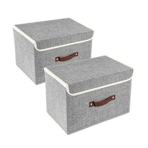 Enova Home Light Grey Fabric Storage Bins (Set of 2)