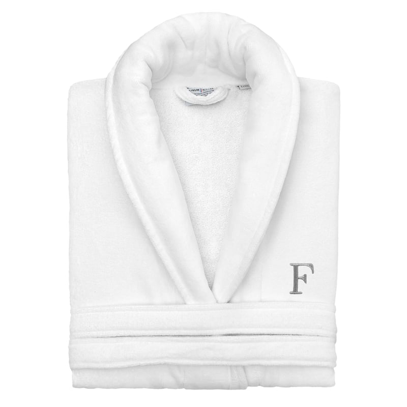 Authentic Hotel and Spa 100% Turkish Cotton Personalized Unisex Anovia Velour Bathrobe - Grey Block Font - Large/XLarge - F