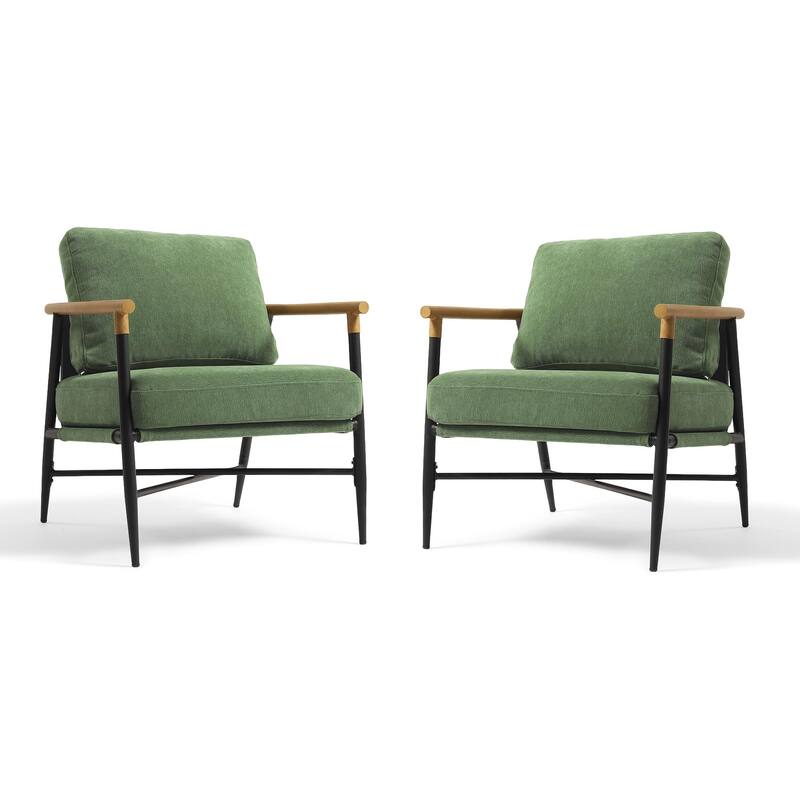 Industrial Upholstered Accent Chair Club Chair with Metal Frame