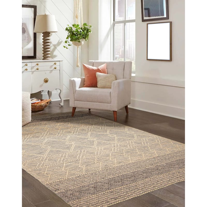 ECARPETGALLERY Braid weave Sienna Cream Wool Rug - 5'1 x 7'9