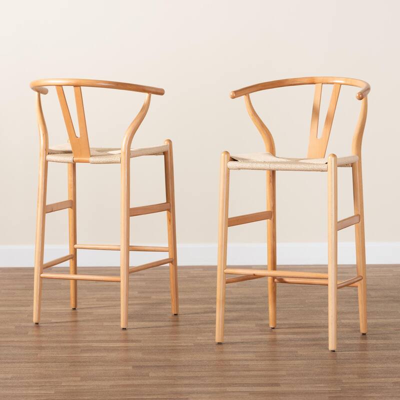 Paxton Modern & Contemporary 2-Piece Wood Bar Stool Set