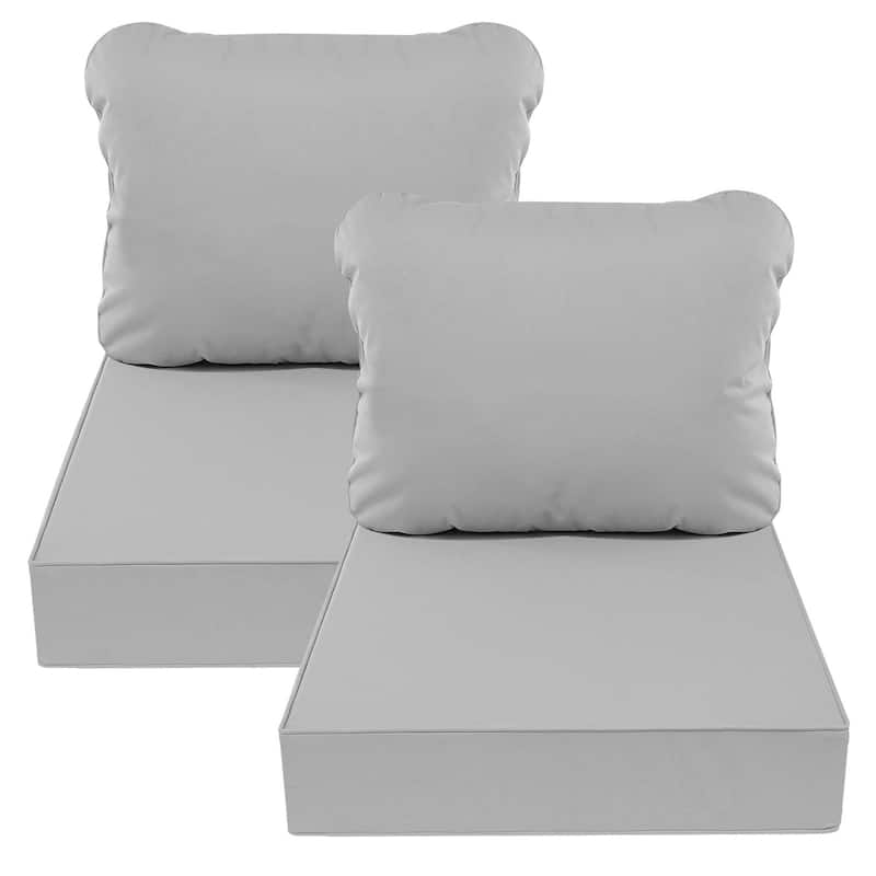 24"x24"x5"Waterproof Outdoor Deep Seat Cushion Set for Patio Furniture - Light Gray - 2 Count