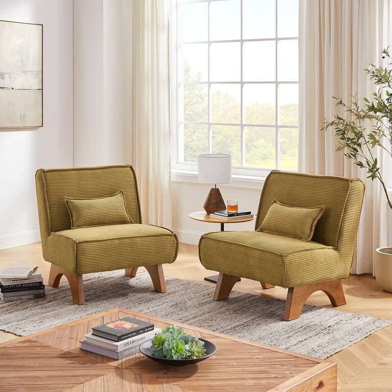 Art Leon Set of 2 Polyester Accent Chair - Yellow