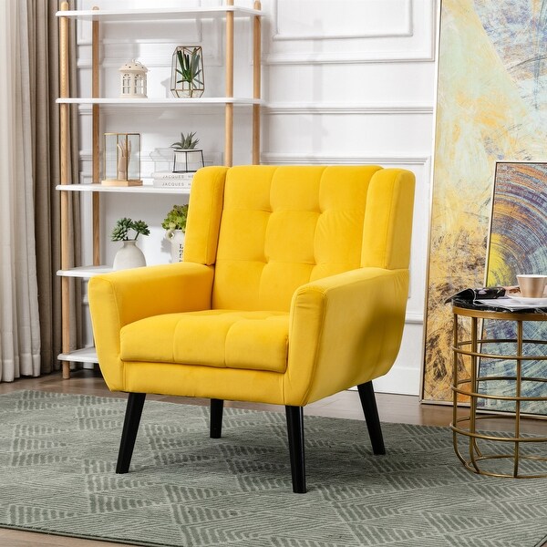 Soft Velvet Yellow Accent Chair Living Room Chair - Bed Bath