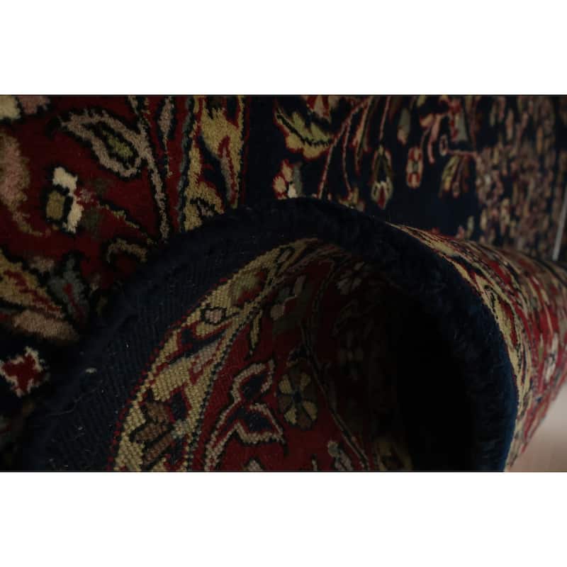 Hand Knotted Oriental 100% Wool Carpet Traditional Floral Black Agra Area Rug - 6' 8'' X 6' 7''