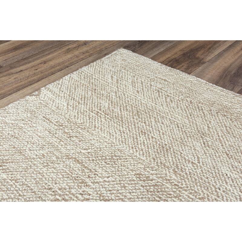 Alora Decor Trace Tan Geometric Hand-tufted Wool Rug